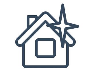 Icon of a house with a sparkling exterior.