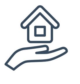 Icon of hand holding a house.